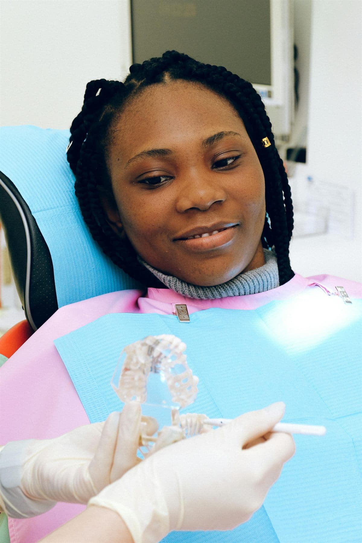 African patient during a follow-up dental checkup